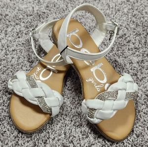 Bebe Girls White Rhinestone Braided Sandals